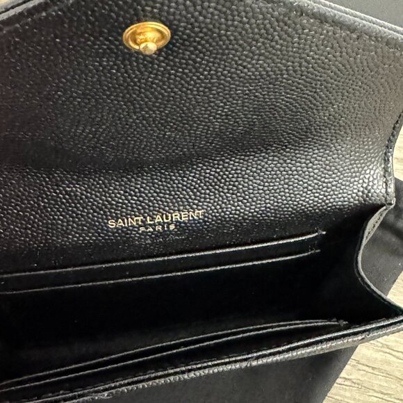 SAINT LAURENT CASSANDRE MATELASSE Small Black Envelope Wallet - Picture 12 of 16
